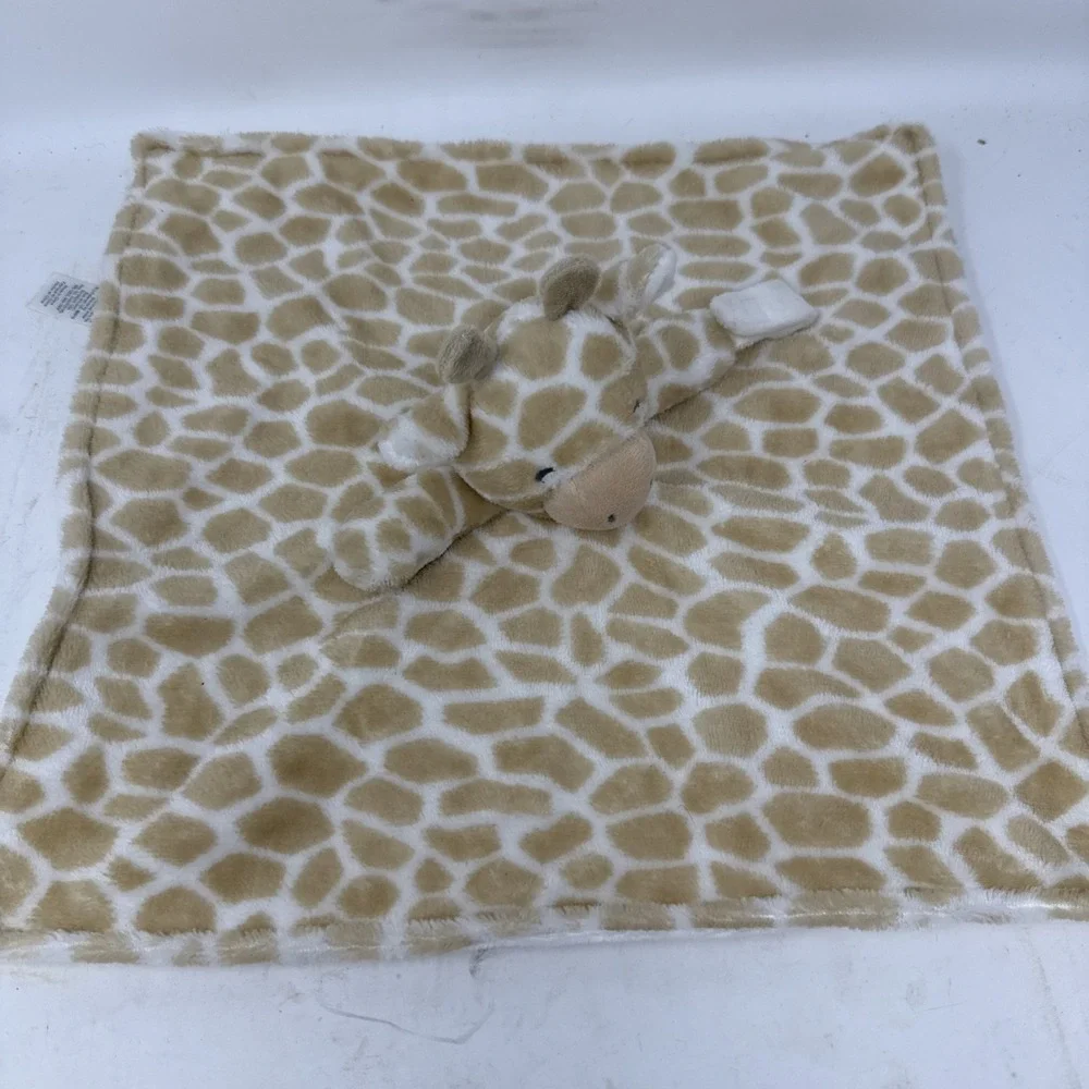 Carters Giraffe Print Plush Brown Baby Lovey Security Blanket 14 Inch
